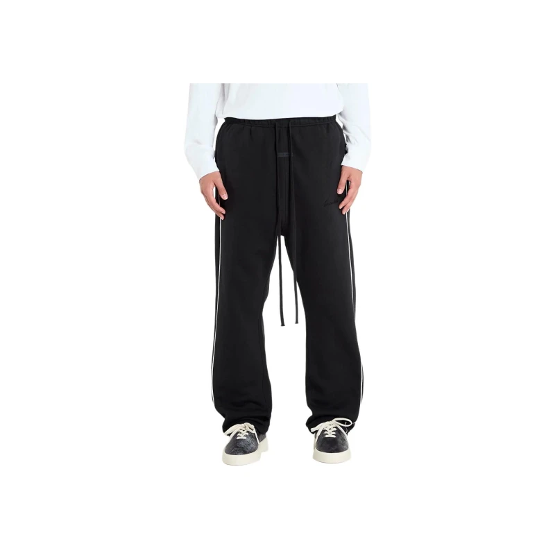 Image of Fear Of God Essentials Mens Open Hem Woven Tracksuit Joggers Black/White male X Small