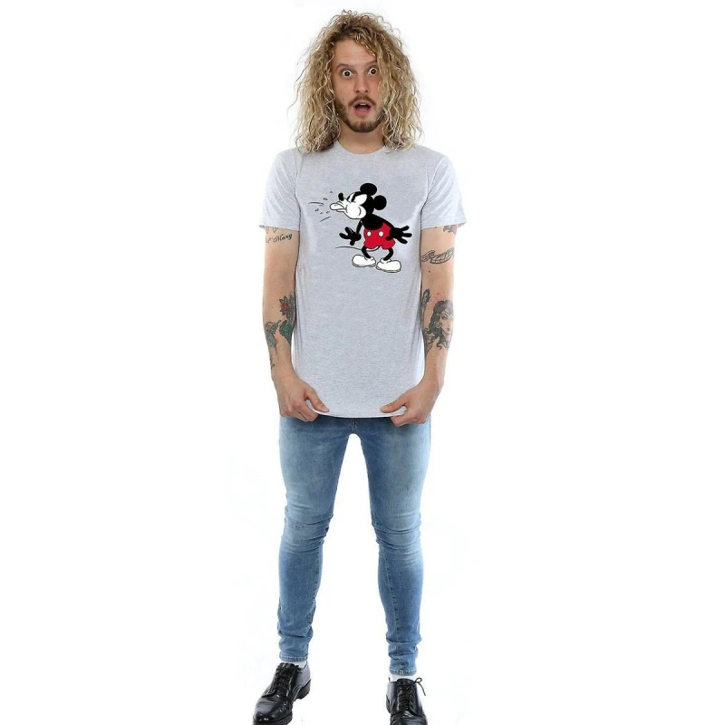 Image of Disney Men Mickey Mouse Tongue T-Shirt in Grey Size: Small Grey S Male 5063377465983