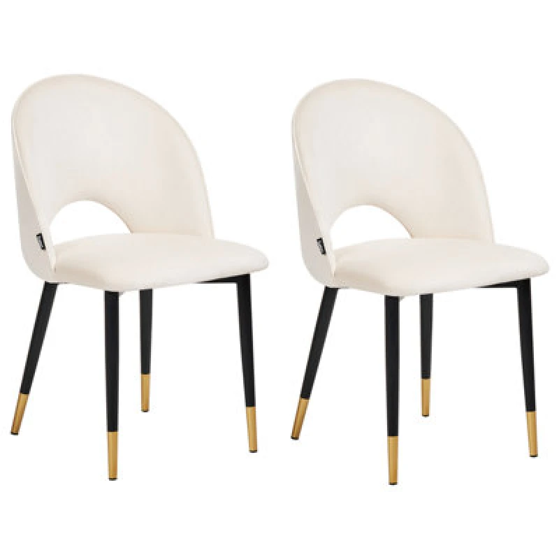 Image of Beliani Set Of 2 Dining Chairs Magalia Velvet Light Beige