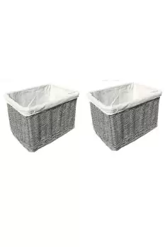 Image of Set Of 2 Big Huge Deep Fireplace Log Storage Baskets 52 x 38 x 29 cm