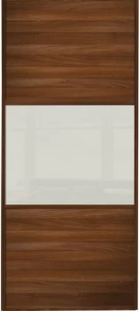 Image of Wickes Sliding Wardrobe Door Wideline Walnut Panel and Soft White Glass - 2220 x 610mm