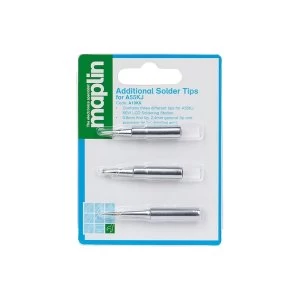 Image of Maplin A19KK Soldering Iron Tips 3pk fits Maplin A55KJ & ATTEN AT-937 and AT-938