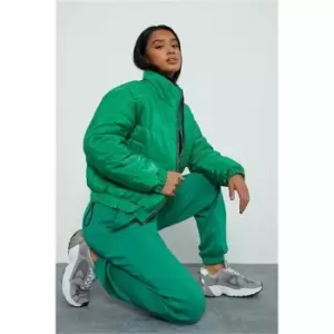 Image of I Saw It First Green Petite High Neck Zip Up Puffer Coat - Green