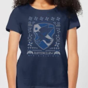 Image of Harry Potter Ravenclaw Crest Womens Christmas T-Shirt - Navy - L