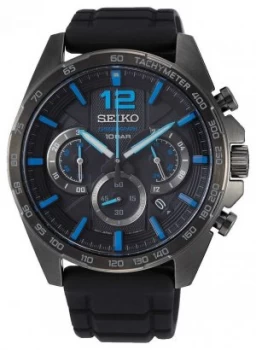 Image of Seiko Neo Sports Mens Black Chronograph Black Strap Watch