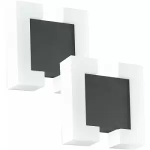 Image of Loops - 2 pack IP44 Outdoor Wall Light Anthracite & Modern White Square 4.8W led
