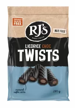 Image of Rj'S Licorice Soft Eating Licorice Choc Twists - 280g
