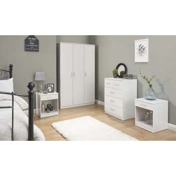 Image of Panama 4 Piece Bedroom Set - 2x Bedside, Drawers & 3 Door Wardrobe - White