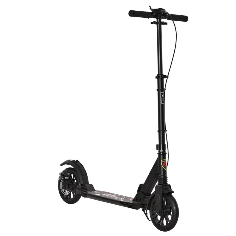 Image of HOMCOM Adult Teens Kick Scooter Fold Adjust 14+ w/ Rear Wheel&Hand Brake Black