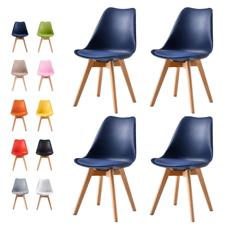 Image of MCC DIRECT Set of 4 Dining Chairs Designer Side Chairs Wooden Home Office Commercial EVA Blue EA0411