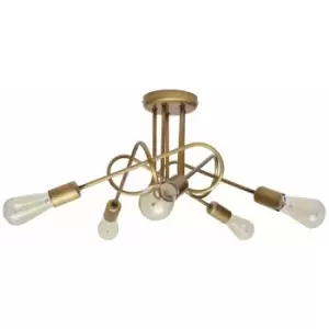 Image of Helam Oxford Multi Arm Semi Flush Ceiling Light Patina 50cm