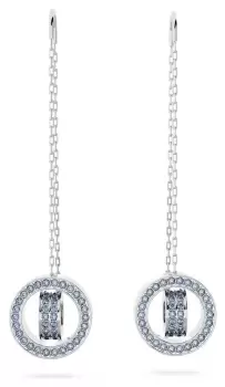 Image of Swarovski 5663498 Hollow Drop Earrings Rhodium Plated Blue Jewellery