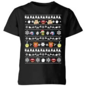 Image of Muppets Pattern Kids Christmas T-Shirt - Black - 3-4 Years