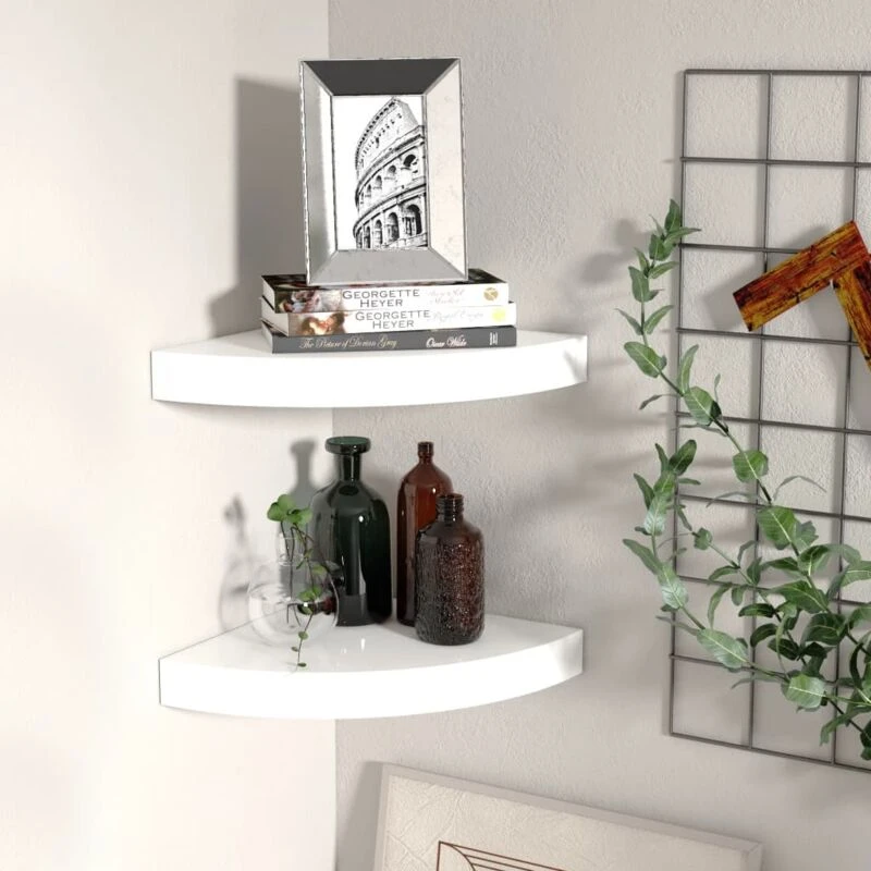 Image of VIDAXL Vidaxl - Floating Corner Shelves 2 pcs High Gloss White 25x25x3.8cm mdf 8720286075180