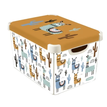 Image of Curver Stockholm Llama Plastic Deco Storage Box - Multi-Coloured - 22L