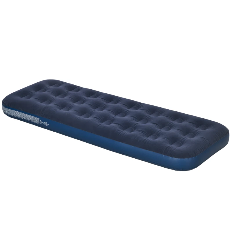 Image of Outsunny Single Air Mattress - Portable Air Bed with Flocked Surface - Blue TJ Hughes 5063603014350