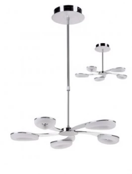 Image of Telescopic 5 Light 30W LED 3000K, 2700lm, Satin Aluminium, Frosted Acrylic, Polished Chrome