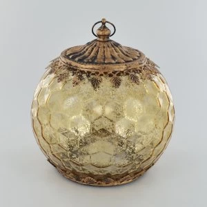 Image of LED Lantern Gold Geometric H17cm
