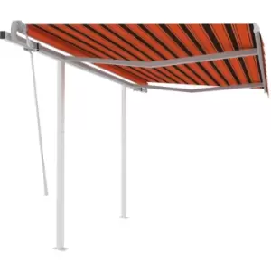 Image of Vidaxl - Manual Retractable Awning with Posts 3.5x2.5 m Orange and Brown Multicolour
