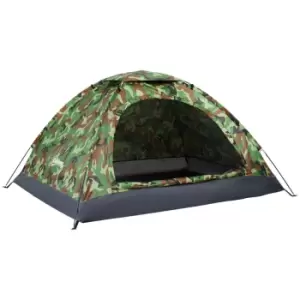 Image of Outsunny 2 Person Camouflage Tent with Zipped Doors, Storage Pocket, Portable Handy Bag