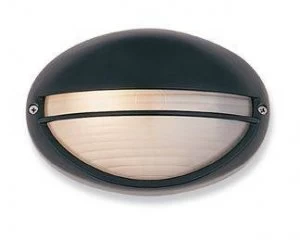 Image of 1 Light Streamline Wall Light - 60W Black, Opal Glass IP44, E27