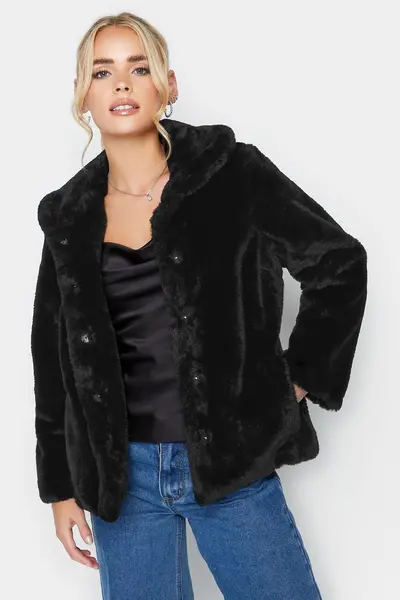 Image of PixieGirl Petite Faux Fur Coat Black
