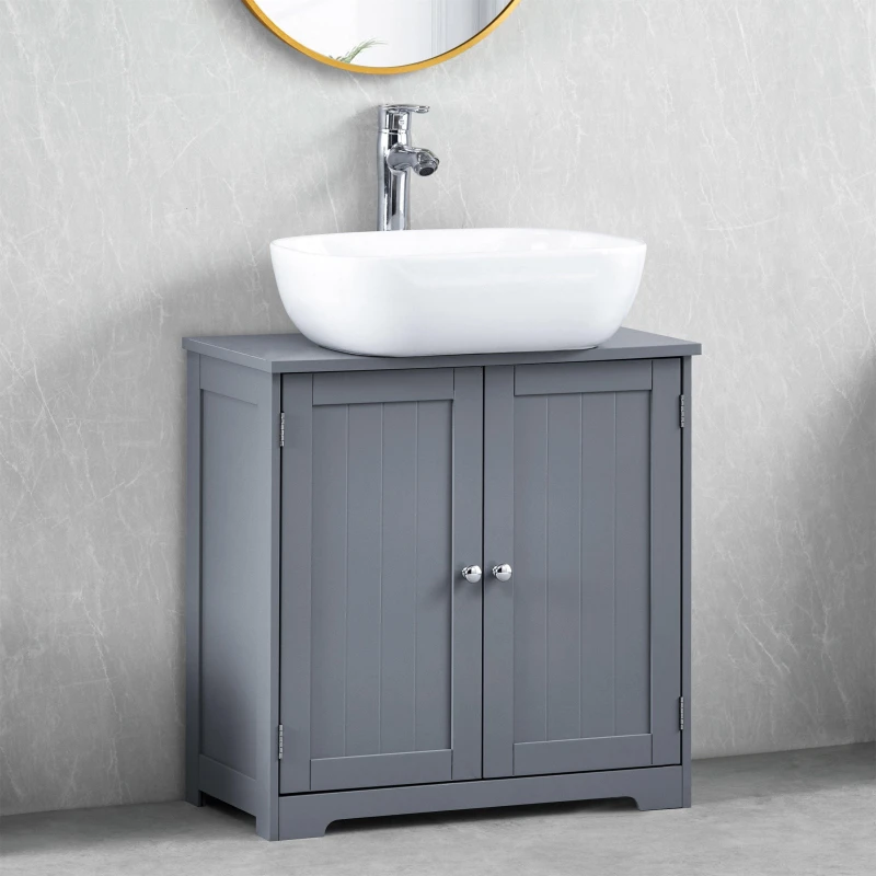 Image of Lassic Bath Vida Priano 2 Door Under Sink Cabinet Bathroom Shelves 2 Door Grey 83846090000