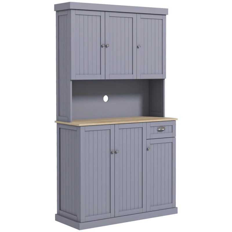 Image of HOMCOM HOMCOM Modern Freestanding Kitchen Pantry Cabinet with Adjustable Shelves in Grey Grey One Size Unisex 5063603041608