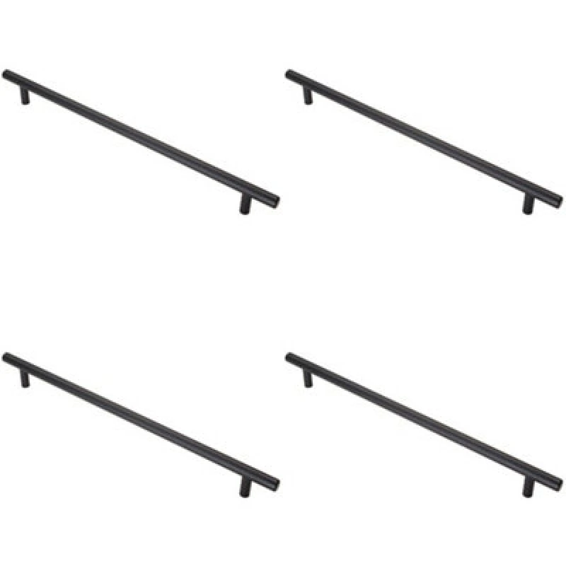 Image of Loops 4x T Bar Cupboard Pull Handle 348 x 12mm 288mm Fixing Centres Matt Black unisex
