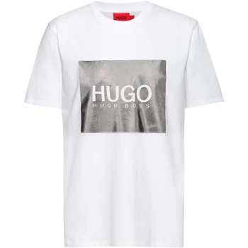 Image of Hugo Boss Dolive Metallic Logo T-Shirt White Size M Men
