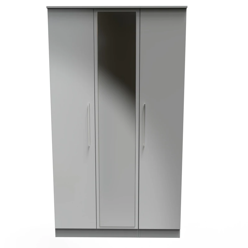 Image of Chester Triple Mirror Wardrobe In Uniform Grey & Dusk Grey (Ready Assembled)