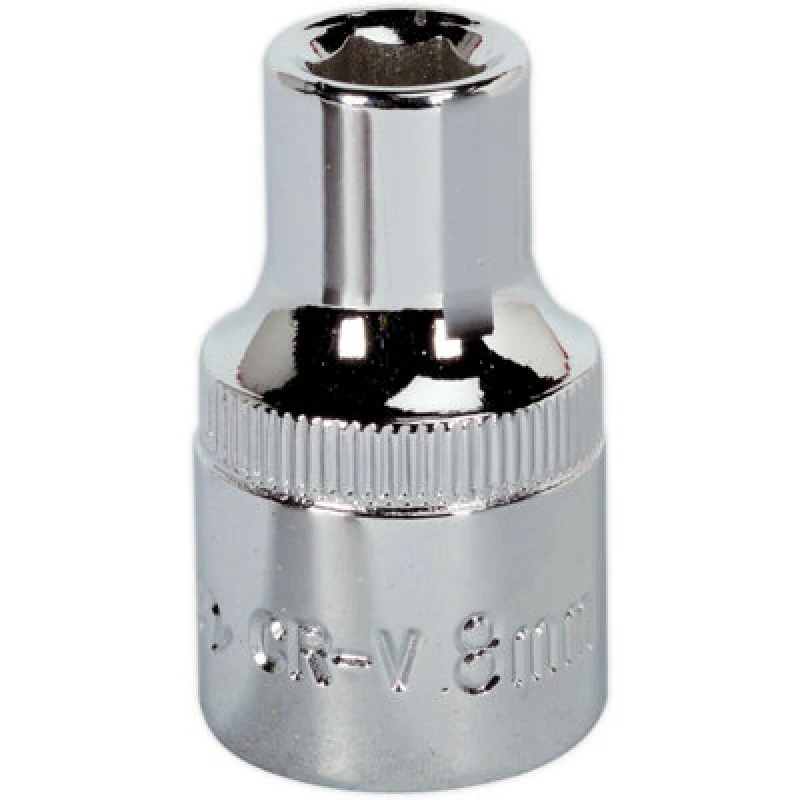 Image of Loops 8mm Forged Steel Drive Socket - 1/2" Square Drive - Polished Chrome Vanadium Metallics