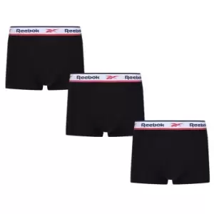 Image of Reebok 3 Pack Cotton Performance Trunks - Black