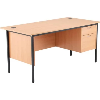 Image of Start 18 1532MM Rectangle Desk W/2 Draw Fixed Pedestal - Beech