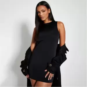 Image of I Saw It First Double Layer Slinky Racer Neck Crop Top - Black
