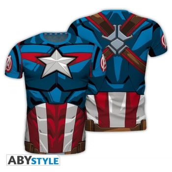 Image of Marvel - Replica "Captain America" Mens Medium T-Shirt - Multi-Colour