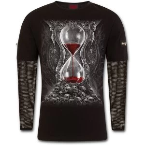 Image of Sands of Death Mens Medium Mesh Sleeve Zip Shoulder Long Sleeve T-Shirt - Black