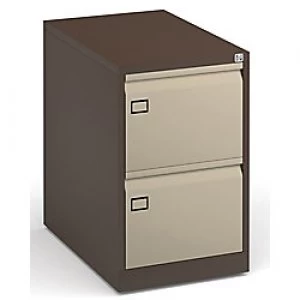 Image of Dams International Filing Cabinet with 2 Lockable Drawers DEF2C 470 x 622 x 711mm Coffee & Cream