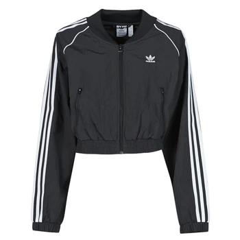 Image of adidas SHORT TRACKTOP womens Tracksuit jacket in Black - Sizes UK 6,UK 8,UK 10,UK 12,UK 14,UK 16,UK 18