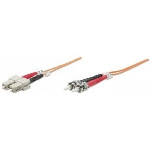 Image of Intellinet Fibre Optic Patch Cable Duplex Multimode ST/SC 62.5/125 m OM1 20m LSZH Orange Fiber Lifetime Warranty