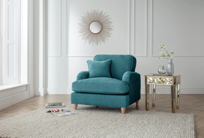 Image of The Great Sofa Company Orla Arm Chair Manhattan Apricot in Emerald Emerald Unisex