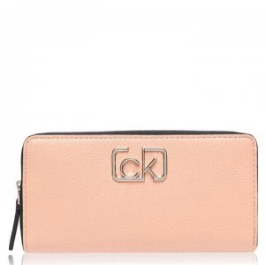 Image of Calvin Klein Cast Large Zip Around Purse - DARK SAND GE1