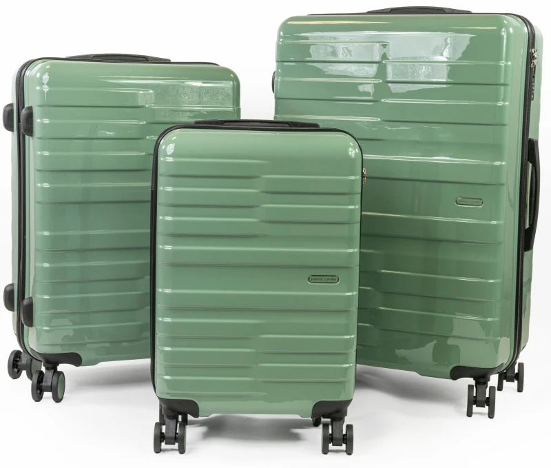 Image of Pierre Cardin Provence Lightweight Hardshell Luggage SET 8 Wheeled Suitcase TSA Lock in Green Size: 3 Pack Green Unisex 3 Pack