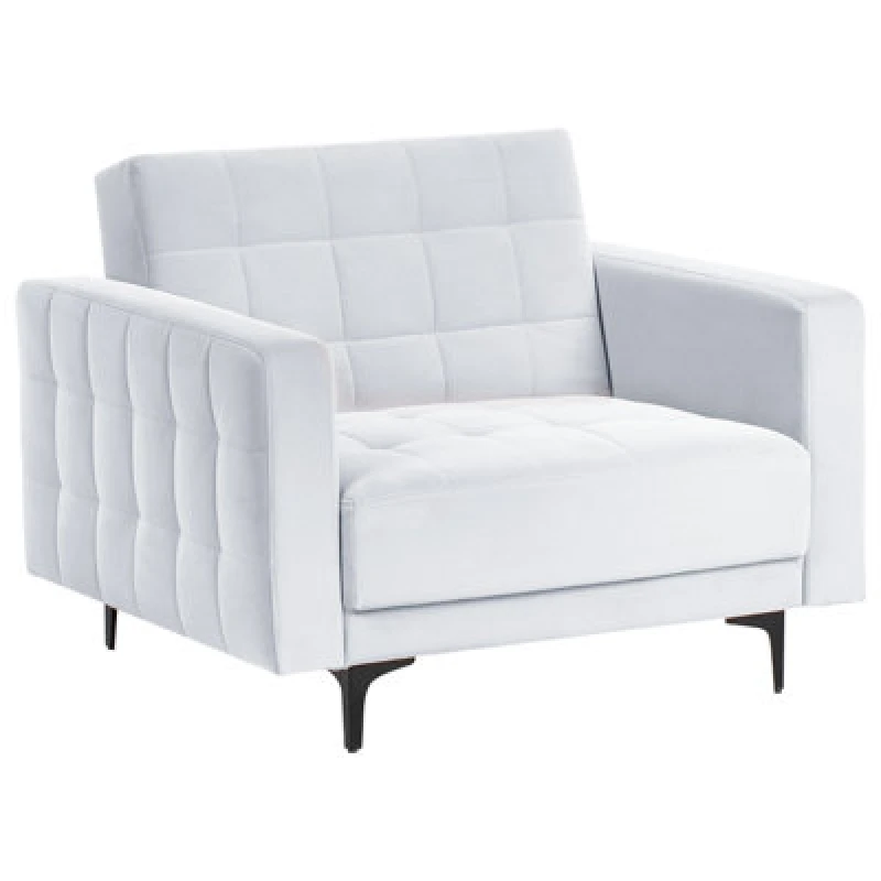 Image of Beliani Velvet Armchair Light Grey Aberdeen