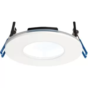 Image of Matt White Recessed Bathroom Downlight - 9W Cool White LED - Slim Ceiling Light