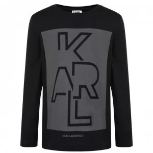 Image of Karl Lagerfeld Children Boys Skool Long Sleeve T Shirt - Black