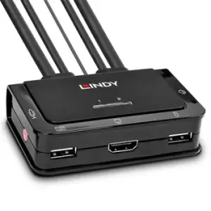 Image of Lindy 2 Port HDMI 2.0 18G USB 2.0 Cable KVM Switch