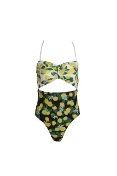 Image of Fruit Print Bandeau Swimming Costume