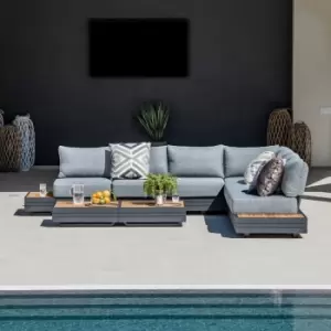 Image of Harbour Lifestyle Panama Luxury Outdoor Corner Group Set - Washed Grey