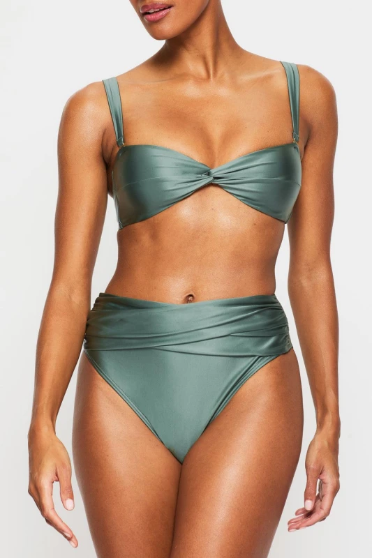 Image of Knickerbox Womens Swim Solid Collections Bikini Top in Green Size: 8 Green Female 8